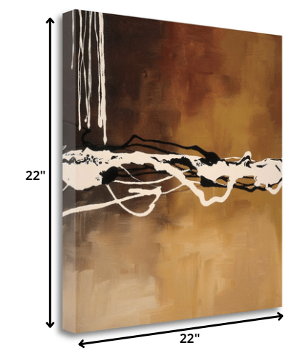 HomeRoots 22" Abstract Shades of Brown 1 Giclee Wrap Canvas Wall Art