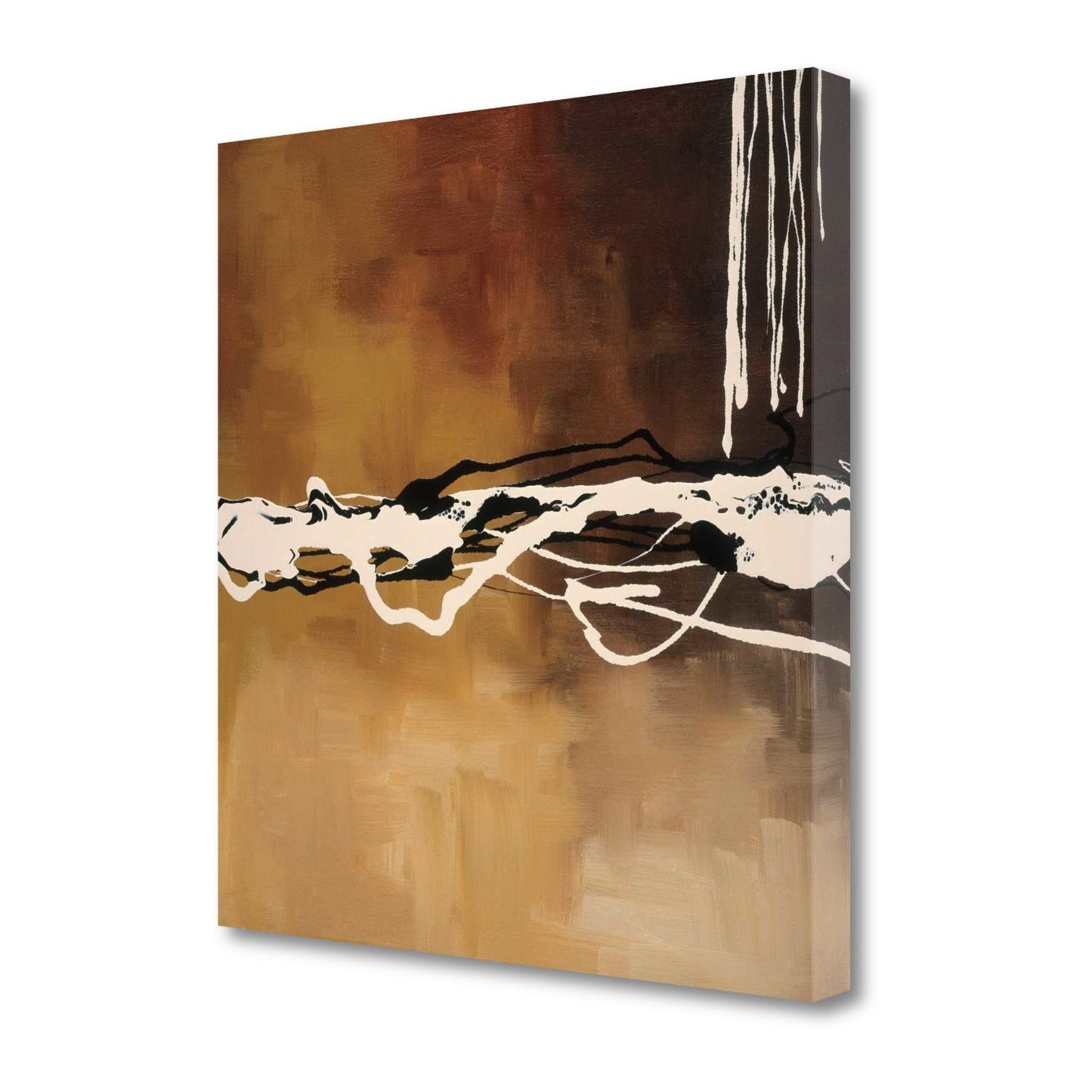 HomeRoots 22" Abstract Shades of Brown 1 Giclee Wrap Canvas Wall Art