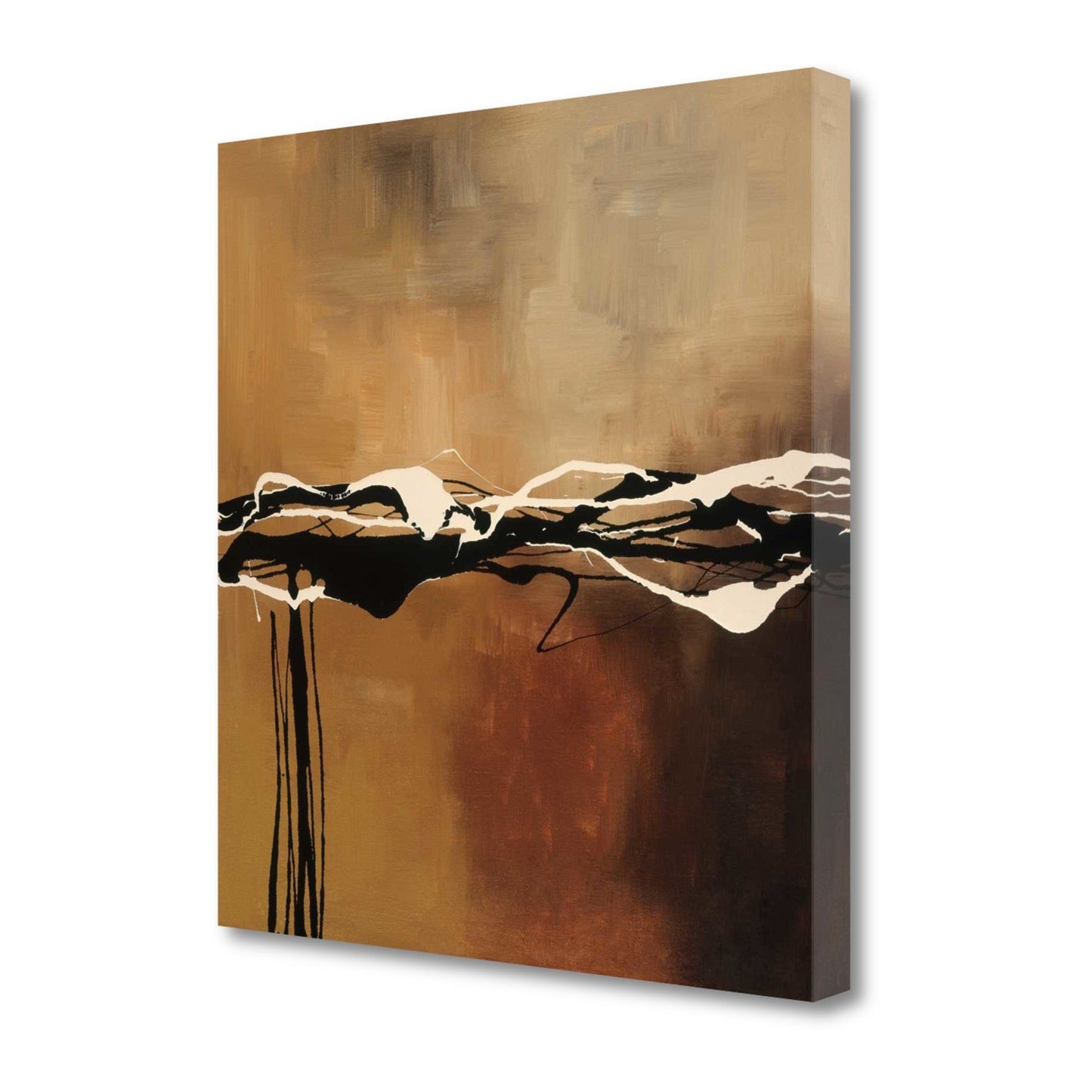 HomeRoots 22" Abstract Shades of Brown 2 Giclee Wrap Canvas Wall Art