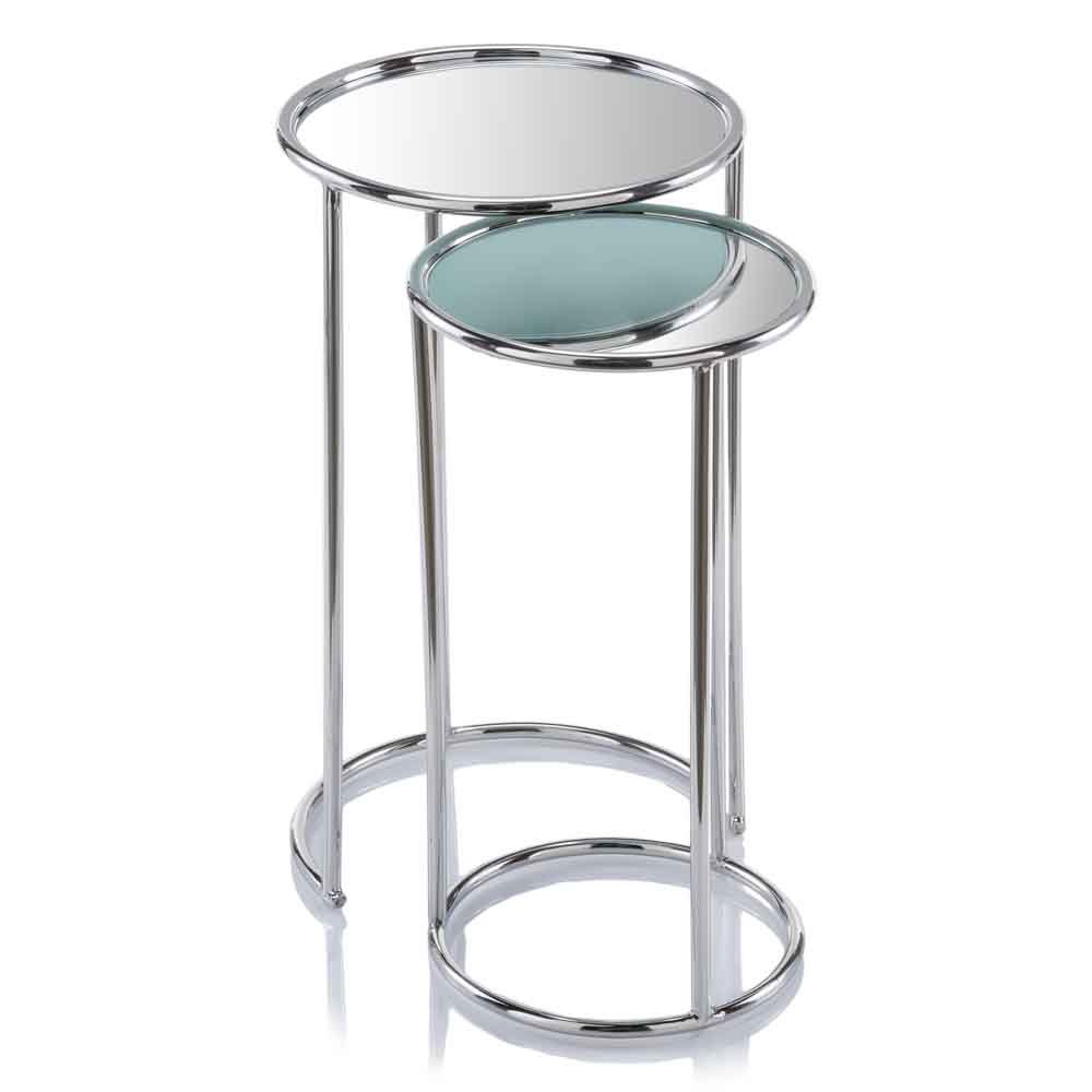 HomeRoots 22" Aluminum Round End Table in Silver Finish