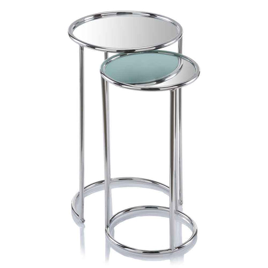 HomeRoots 22" Aluminum Round End Table in Silver Finish