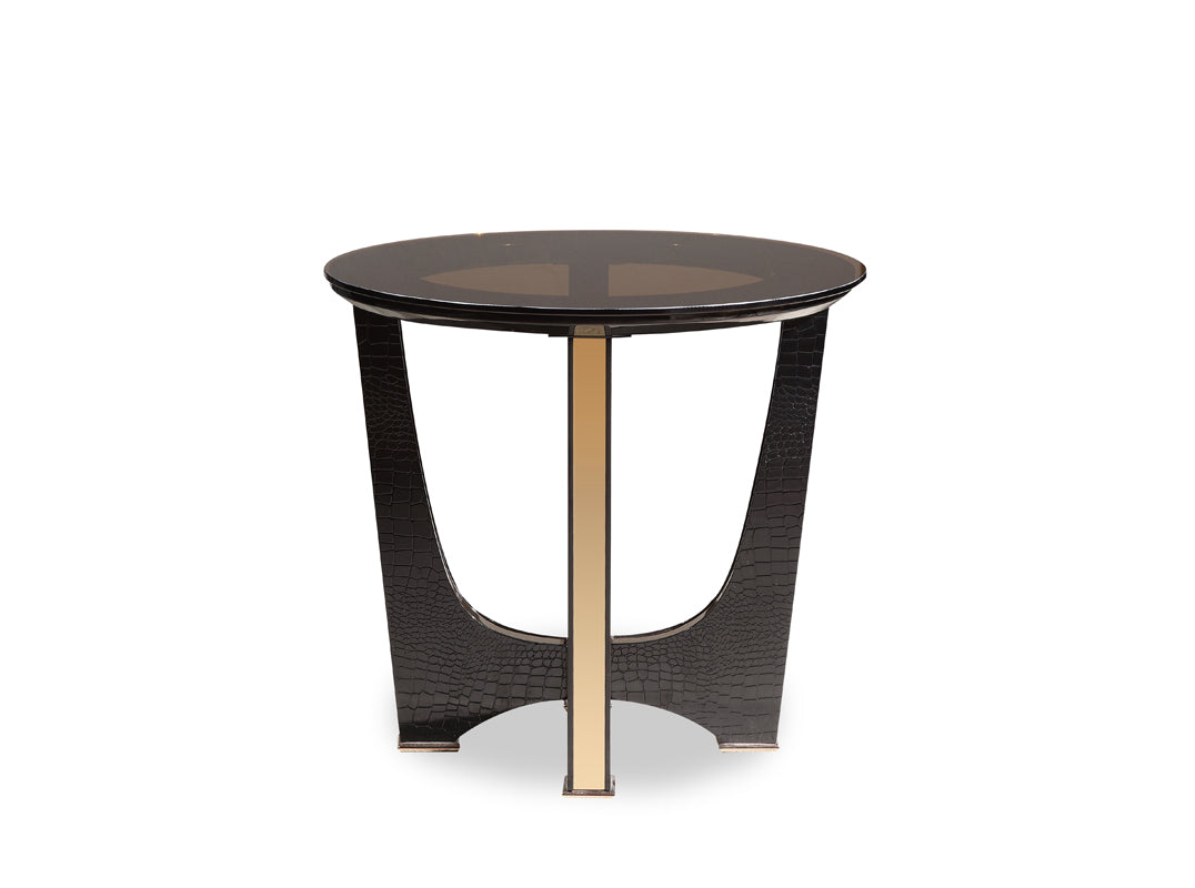 HomeRoots 22" Black Crocodile And Rosegold End Table