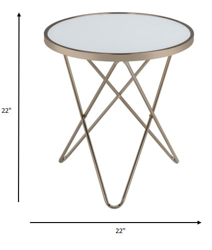 HomeRoots 22" Brass And Clear Glass Round End Table