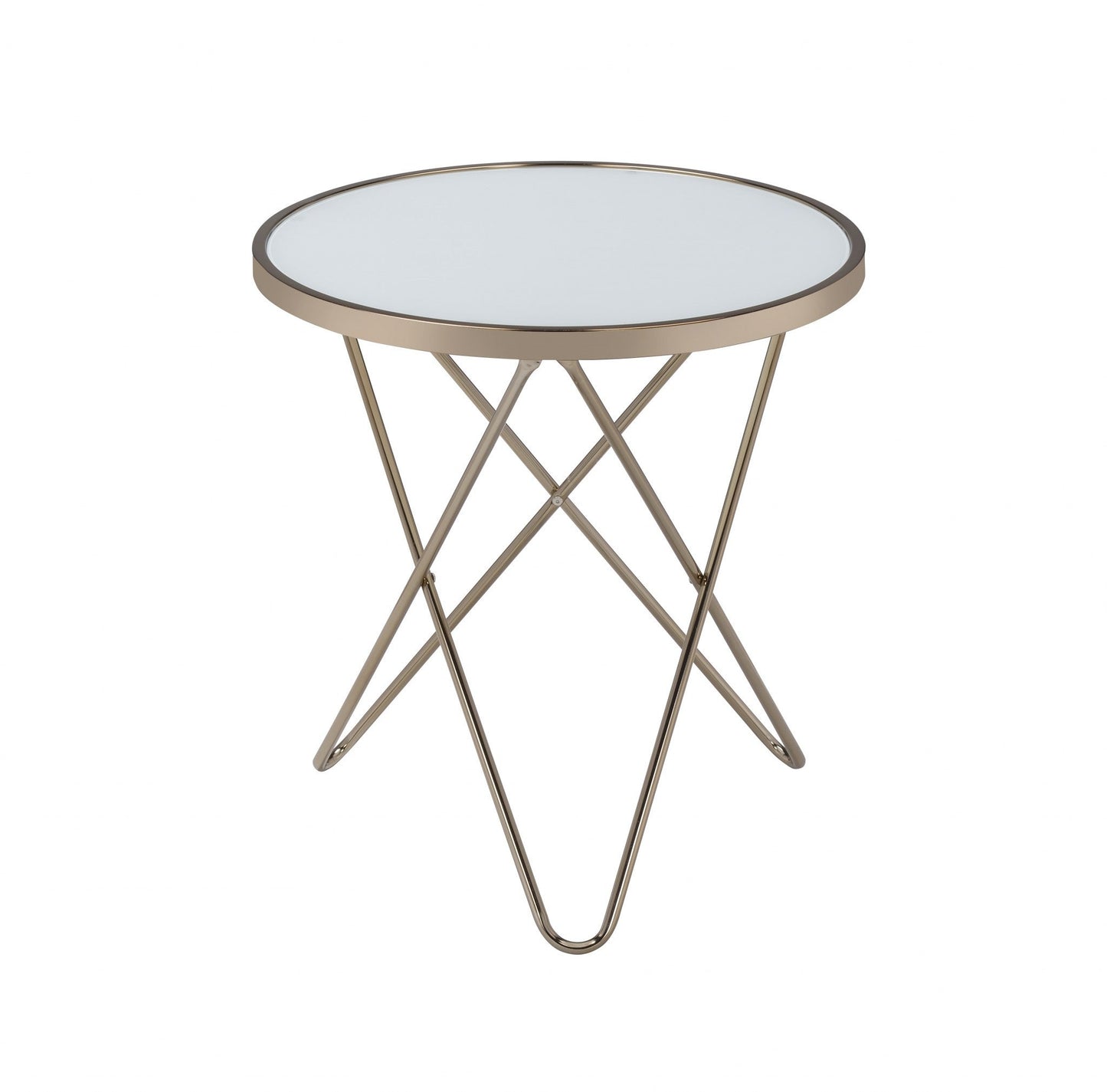 HomeRoots 22" Brass And Clear Glass Round End Table