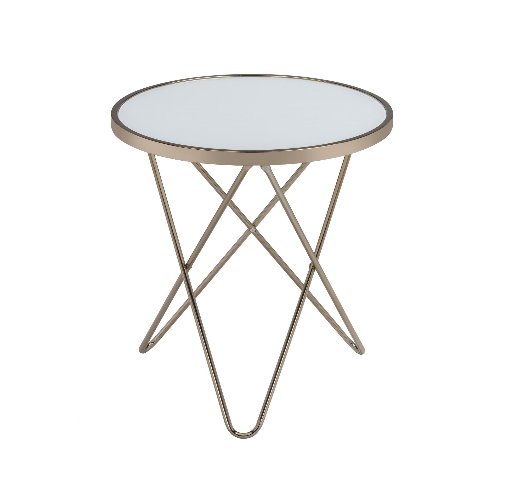HomeRoots 22" Brass And Clear Glass Round End Table
