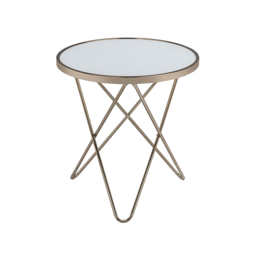 HomeRoots 22" Brass And Clear Glass Round End Table