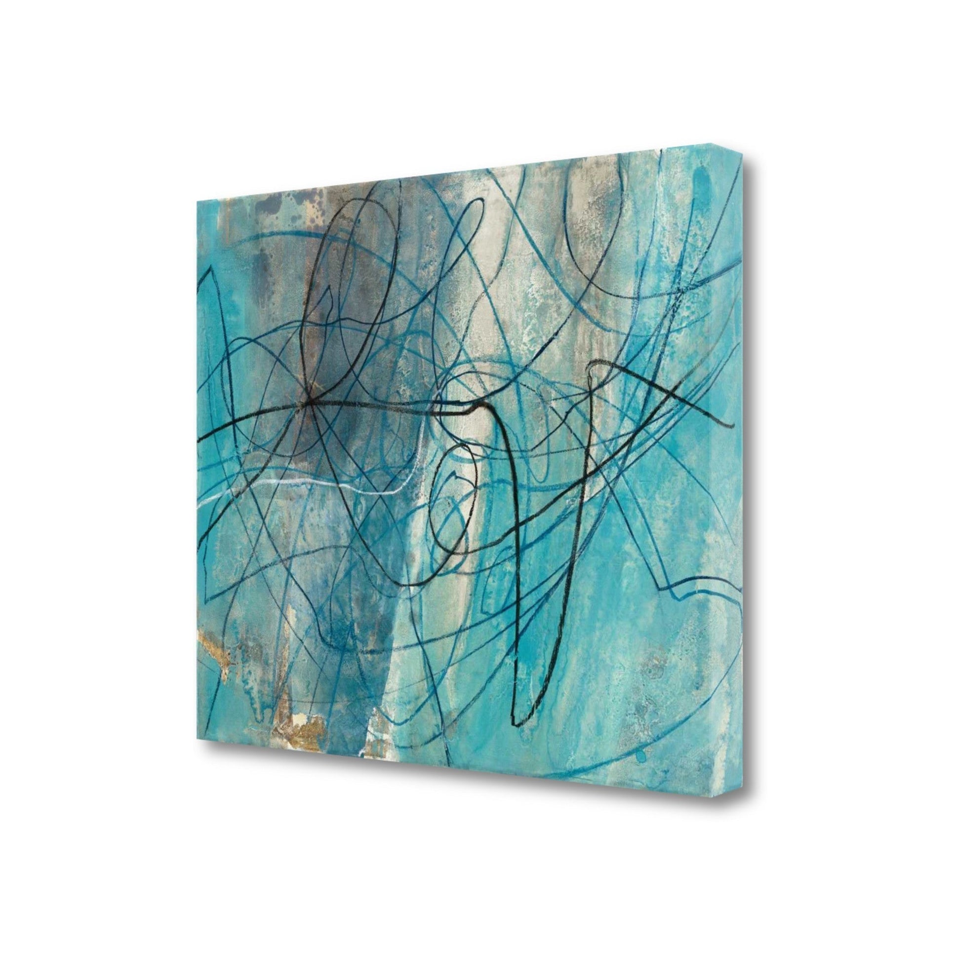 HomeRoots 22" Bright Blue Abstract Print Giclee Canvas Wall Art