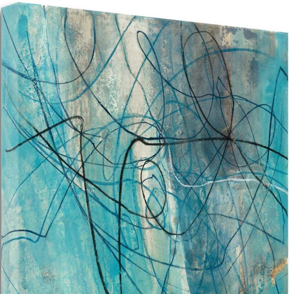 HomeRoots 22" Bright Blue Abstract Print Giclee Canvas Wall Art