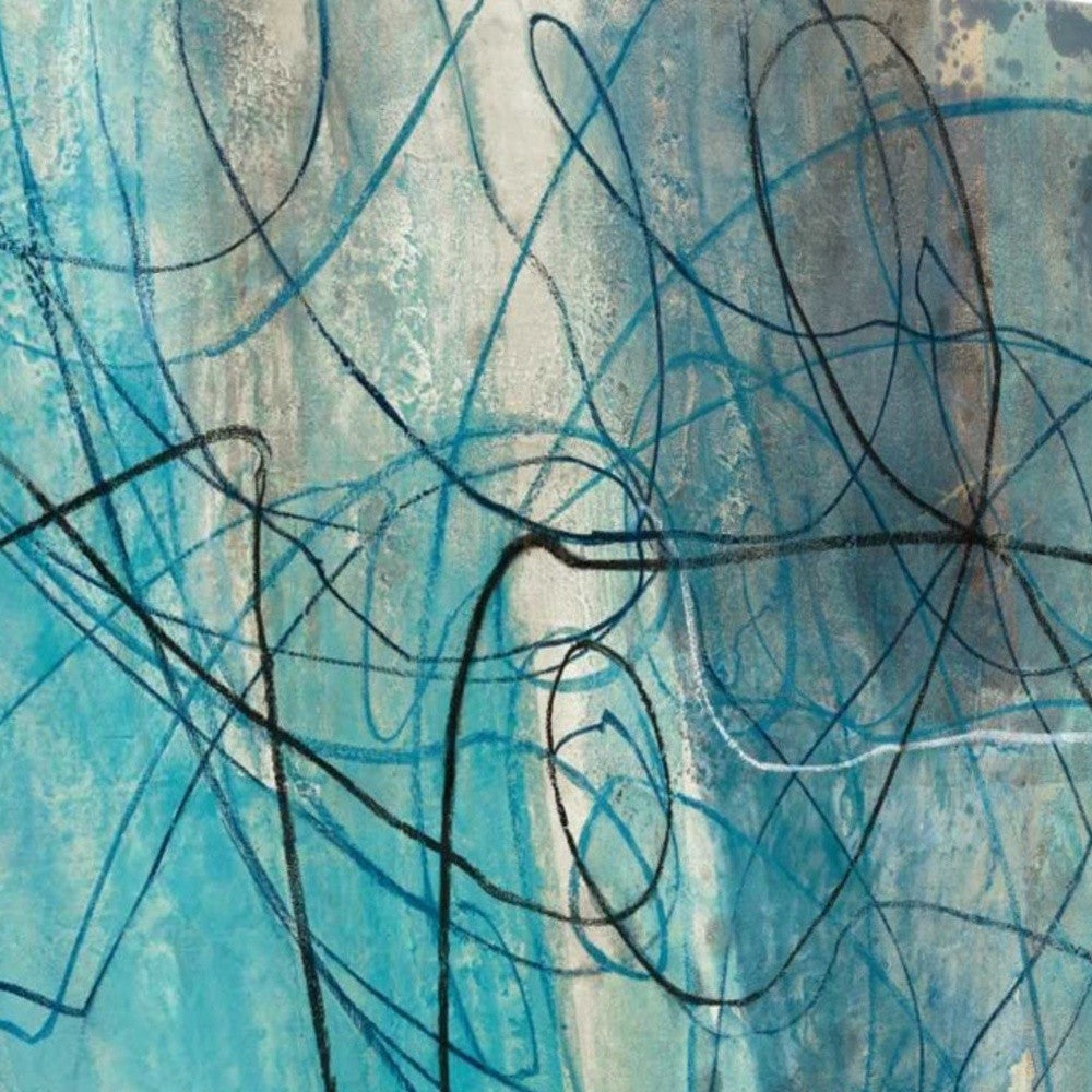 HomeRoots 22" Bright Blue Abstract Print Giclee Canvas Wall Art