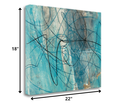 HomeRoots 22" Bright Blue Abstract Print Giclee Canvas Wall Art