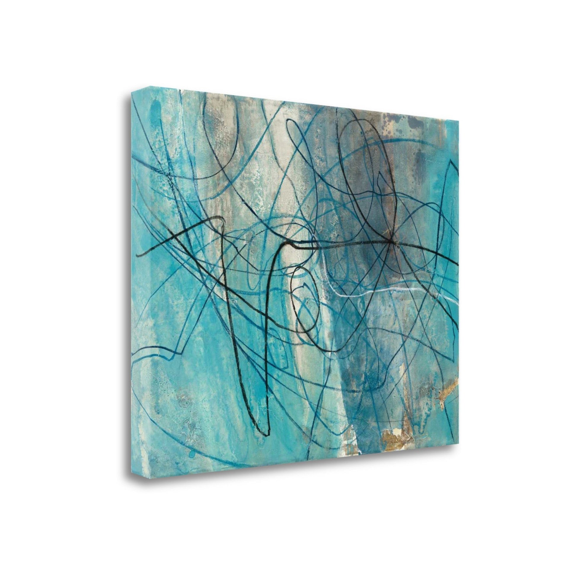 HomeRoots 22" Bright Blue Abstract Print Giclee Canvas Wall Art
