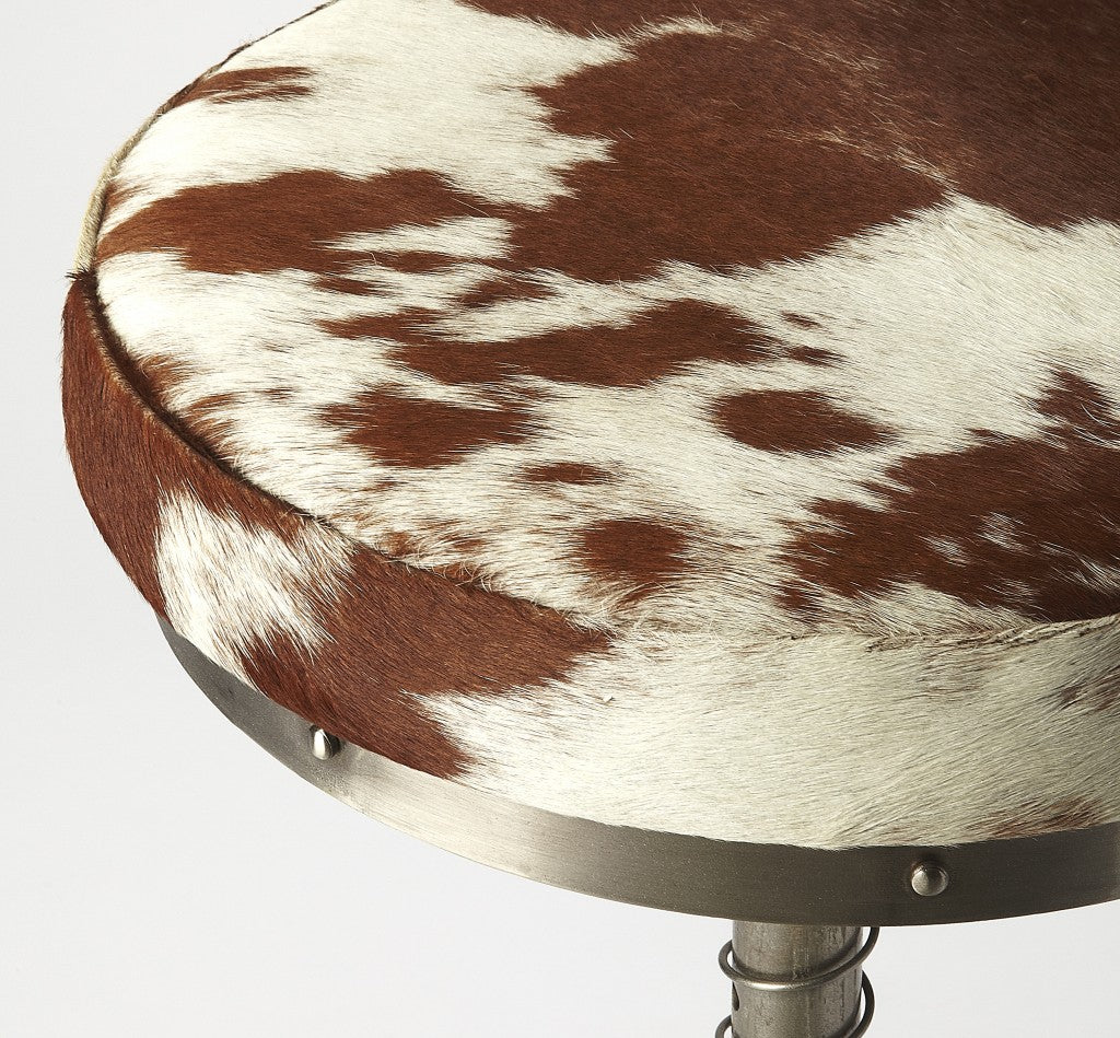 HomeRoots 22" Brown And White And Silver Backless Bar Chair With Footrest