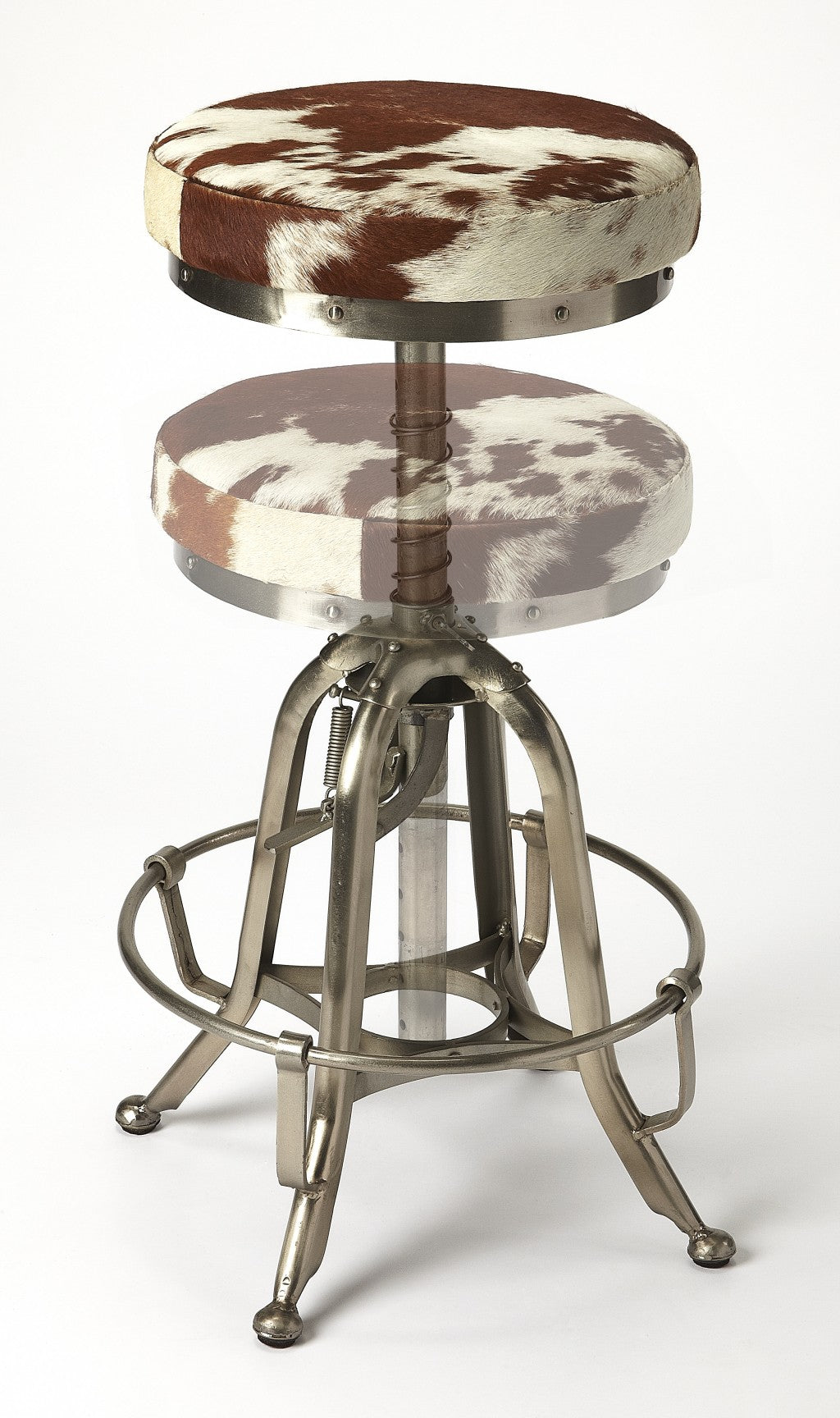 HomeRoots 22" Brown And White And Silver Backless Bar Chair With Footrest