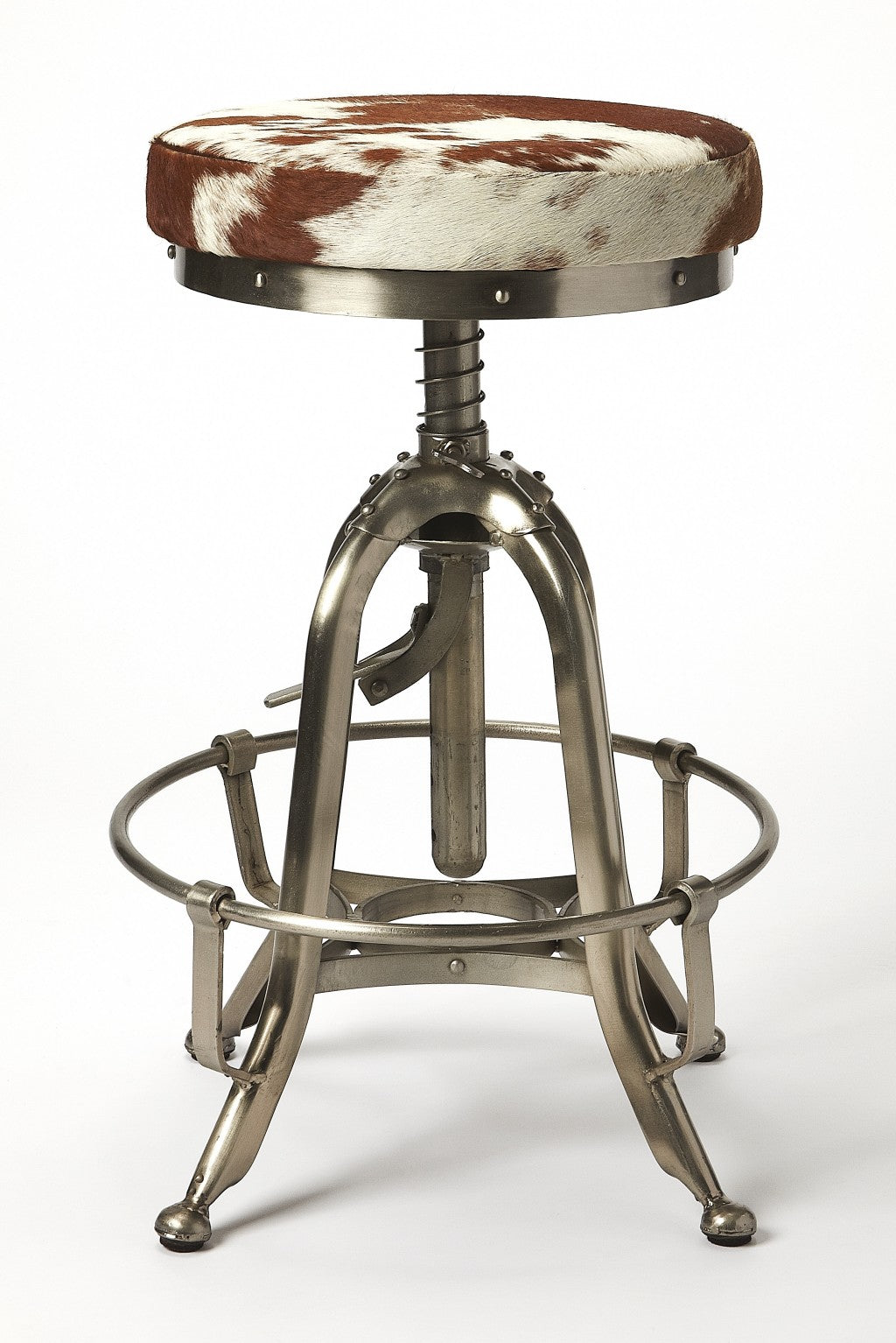 HomeRoots 22" Brown And White And Silver Backless Bar Chair With Footrest