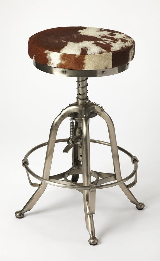 HomeRoots 22" Brown And White And Silver Backless Bar Chair With Footrest