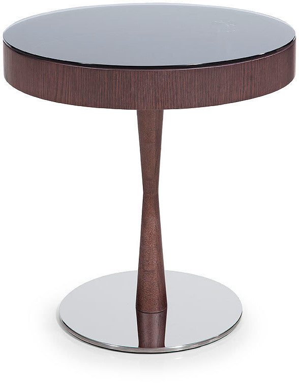 HomeRoots 22" Brown Oak Veneer Round End Table