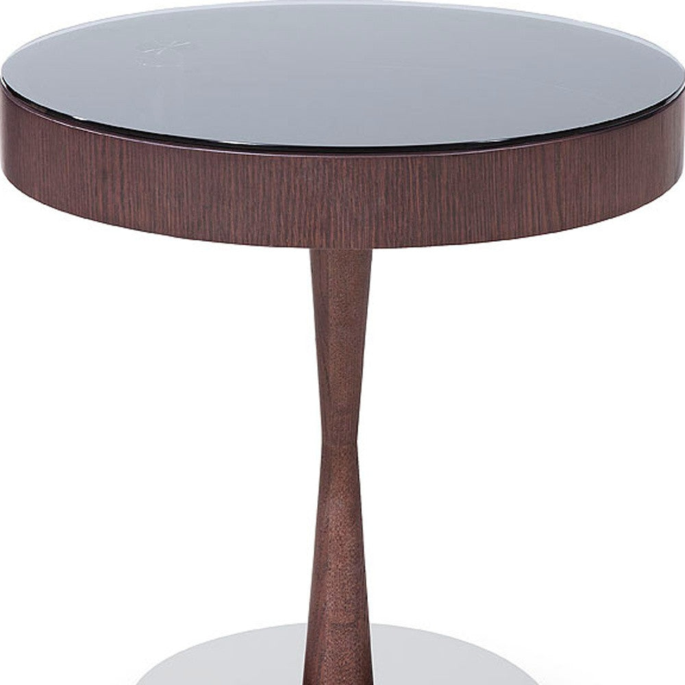 HomeRoots 22" Brown Oak Veneer Round End Table