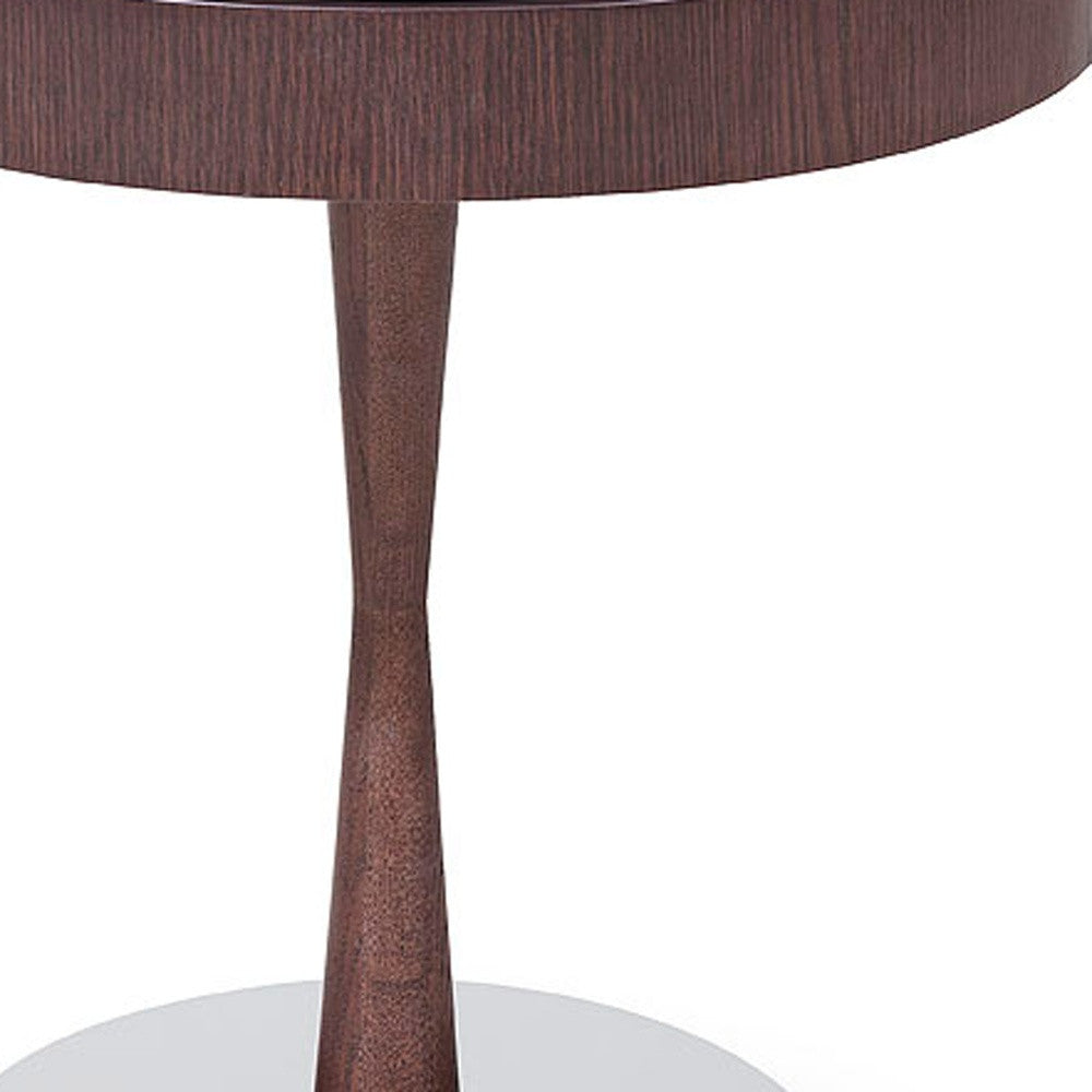 HomeRoots 22" Brown Oak Veneer Round End Table