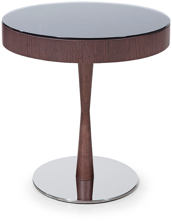 HomeRoots 22" Brown Oak Veneer Round End Table