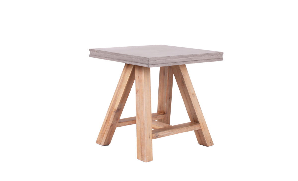 HomeRoots 22" Concrete and Solid Acacia Wood End Table