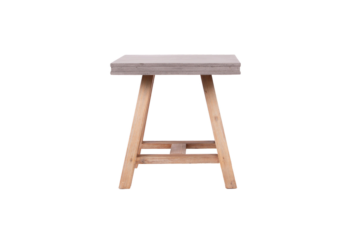 HomeRoots 22" Concrete and Solid Acacia Wood End Table