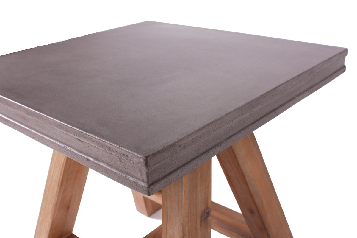 HomeRoots 22" Concrete and Solid Acacia Wood End Table