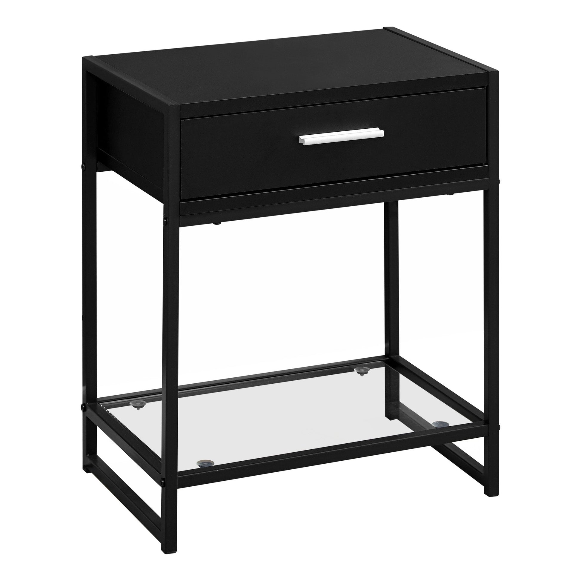 HomeRoots 22" End Table With Drawer And Shelf in Black Finish