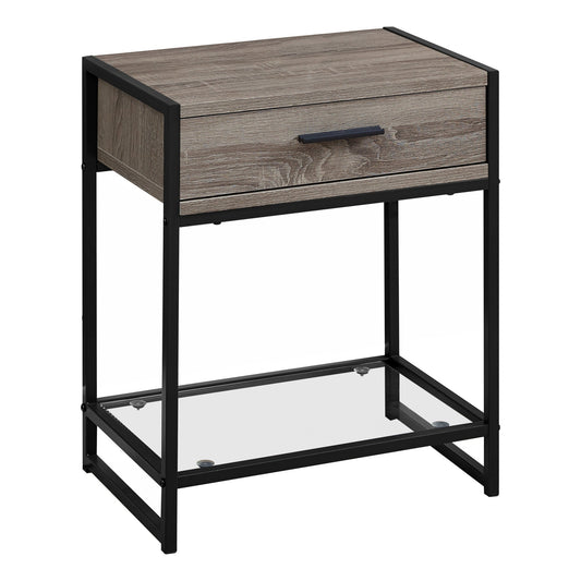 HomeRoots 22" End Table With Drawer And Shelf in Black and Deep Taupe Finish