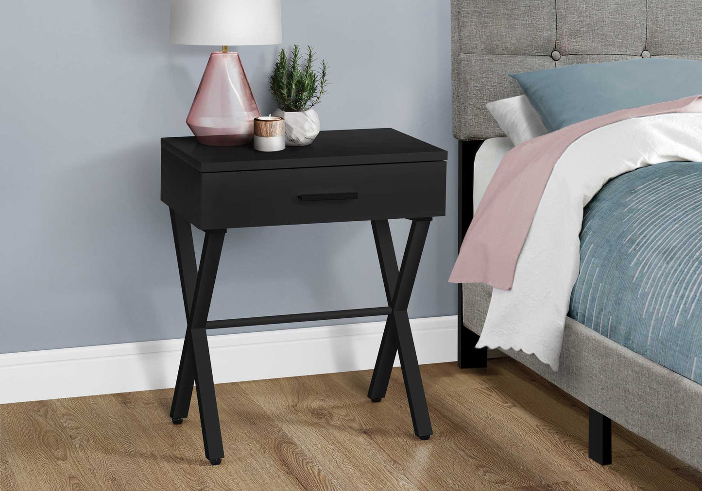 HomeRoots 22" End Table With Drawer in Black Finish