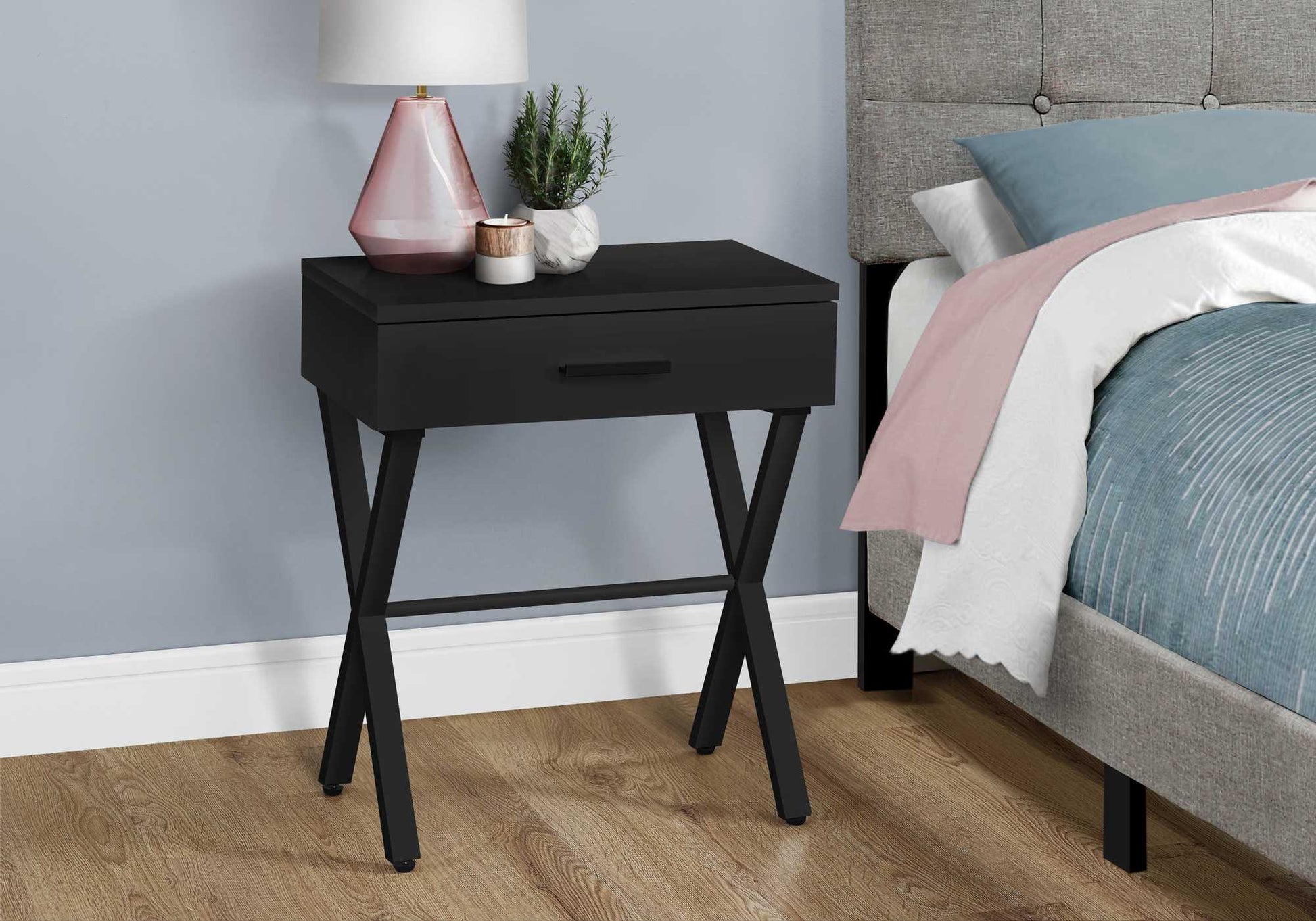 HomeRoots 22" End Table With Drawer in Black Finish