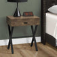 HomeRoots 22" End Table With Drawer in Black and Brown Finish