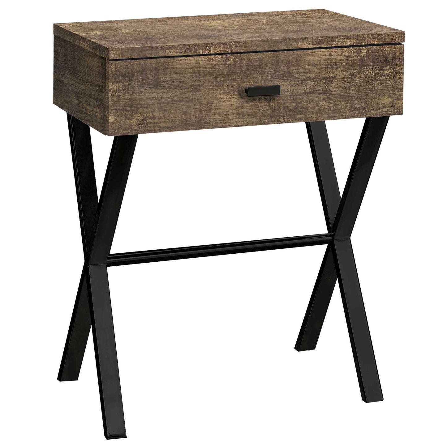 HomeRoots 22" End Table With Drawer in Black and Brown Finish