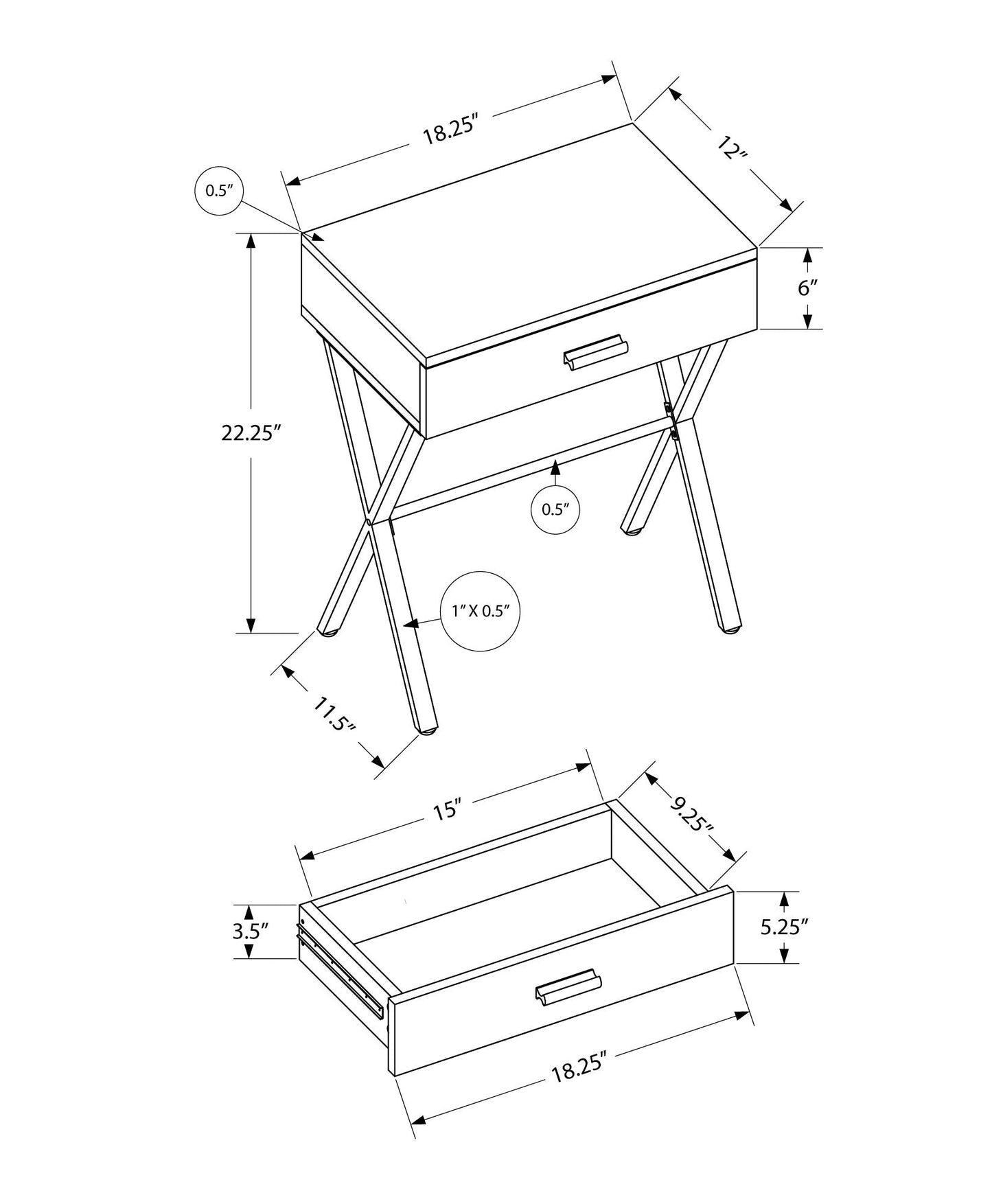 HomeRoots 22" End Table With Drawer in White Finish