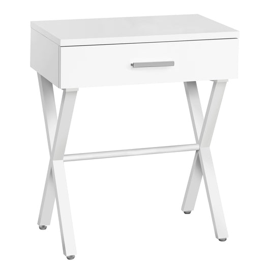 HomeRoots 22" End Table With Drawer in White Finish