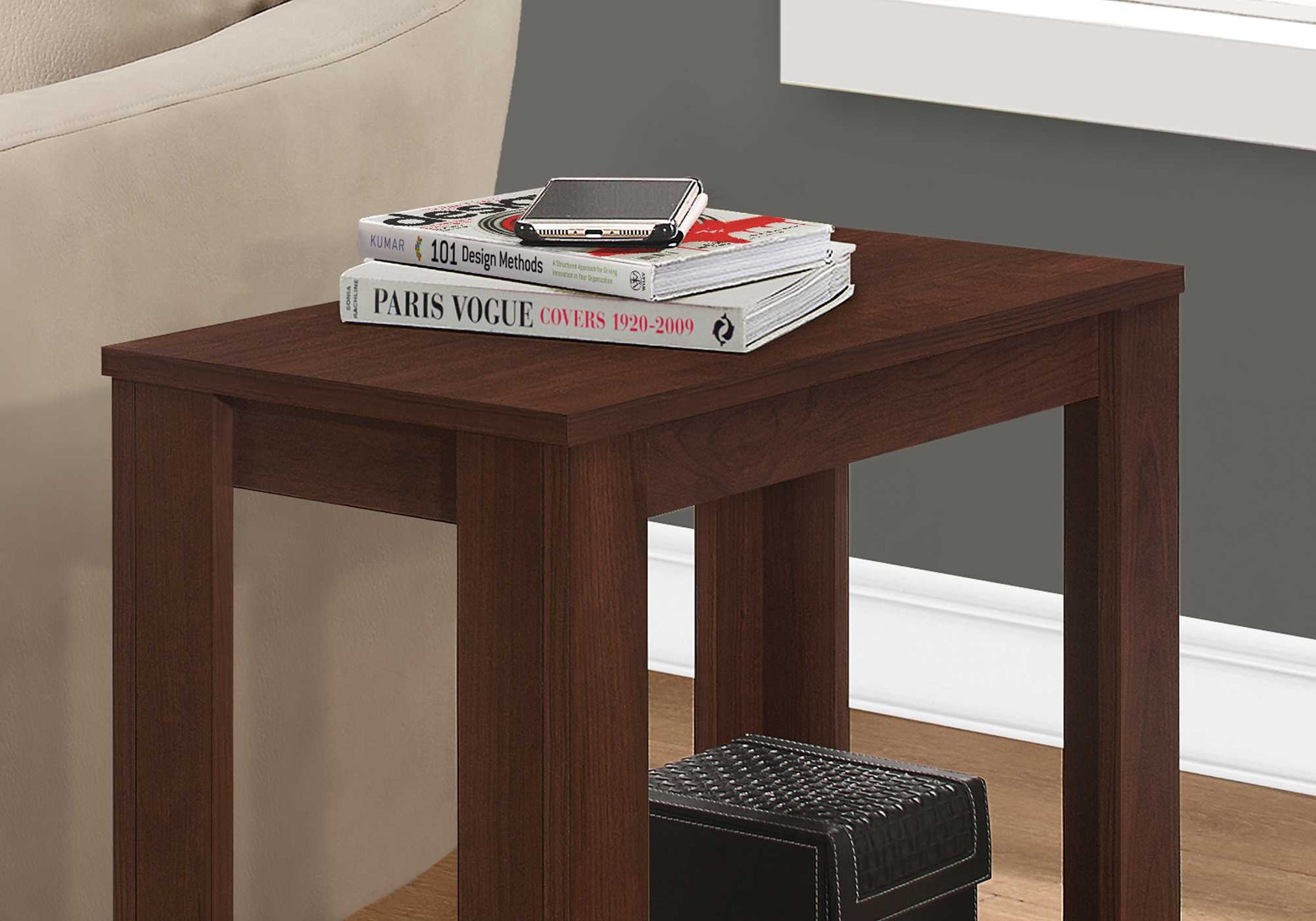 HomeRoots 22" End Table With Shelf in Brown Finish