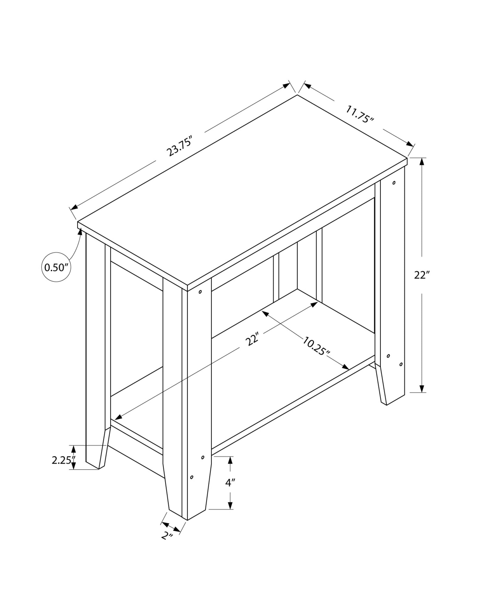 HomeRoots 22" End Table With Shelf in Dark Brown Finish