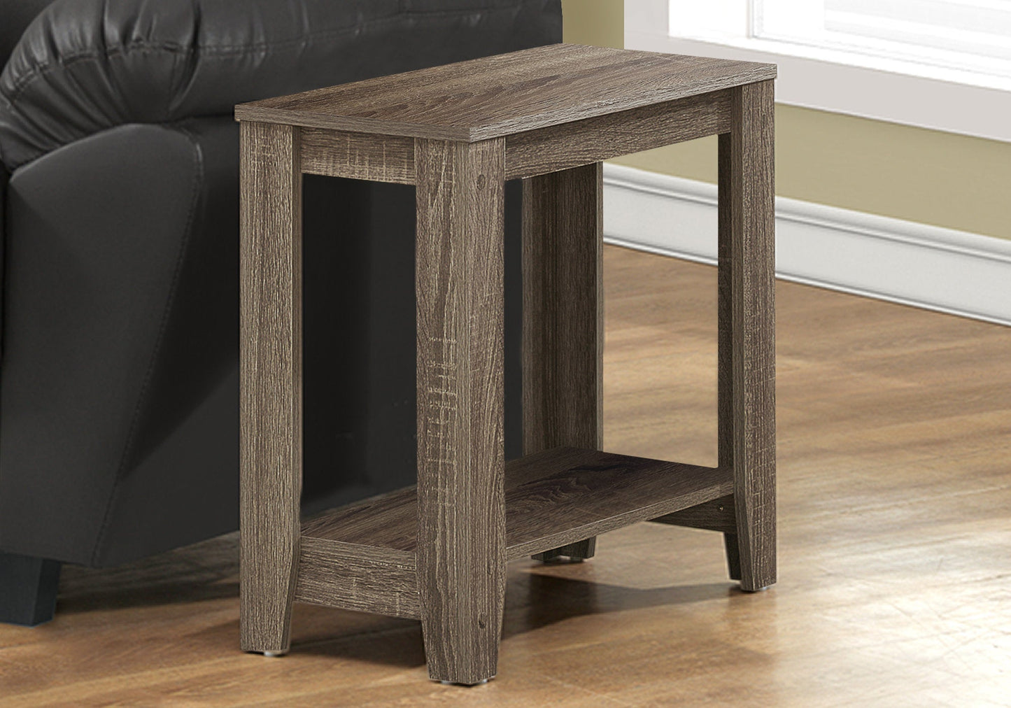 HomeRoots 22" End Table With Shelf in Deep Taupe Finish