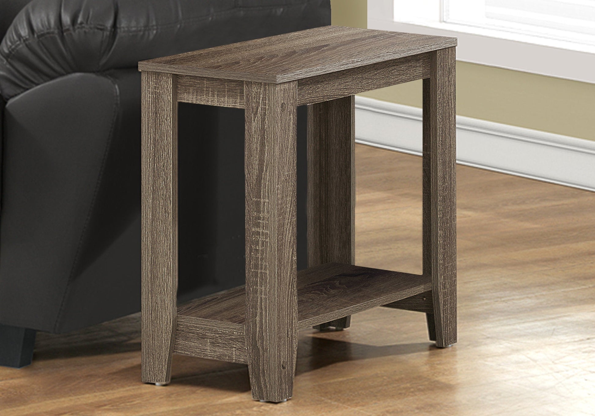 HomeRoots 22" End Table With Shelf in Deep Taupe Finish