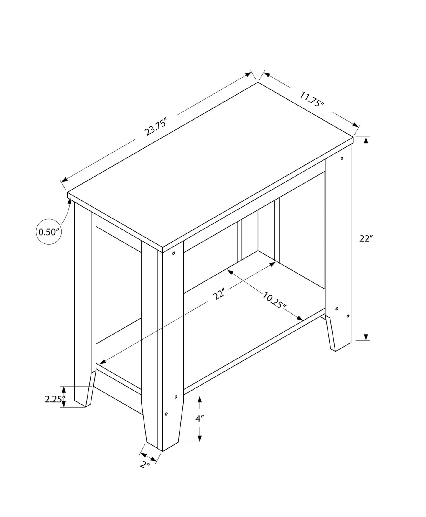 HomeRoots 22" End Table With Shelf in White Finish