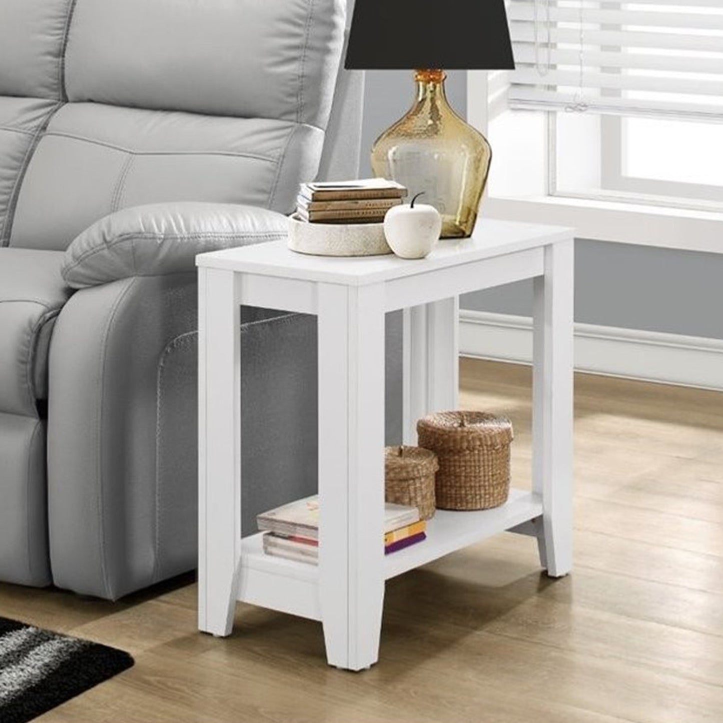 HomeRoots 22" End Table With Shelf in White Finish