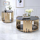 HomeRoots 22" Glass Round End Table With Shelf in Gold and Black Finish