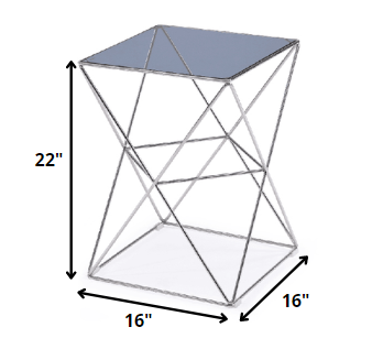 HomeRoots 22" Glass and Stainless Steel End Table