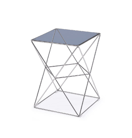 HomeRoots 22" Glass and Stainless Steel End Table