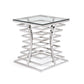 HomeRoots 22" Glass and Stainless Steel Square End Table