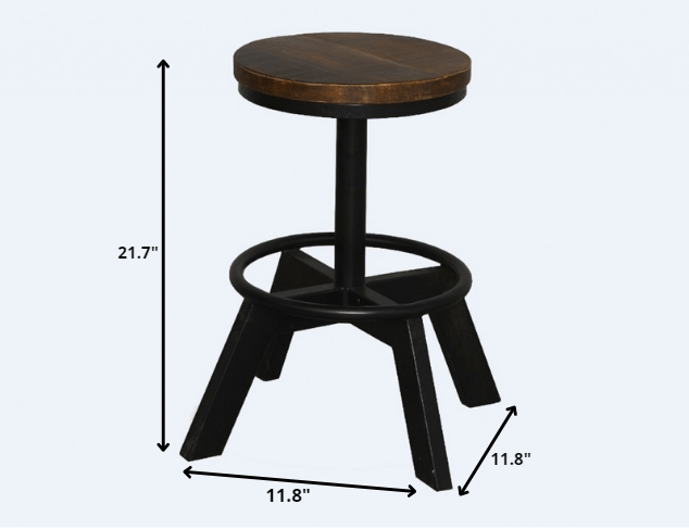 HomeRoots 22" Iron Backless Chair With Footrest in Brown and Black Finish