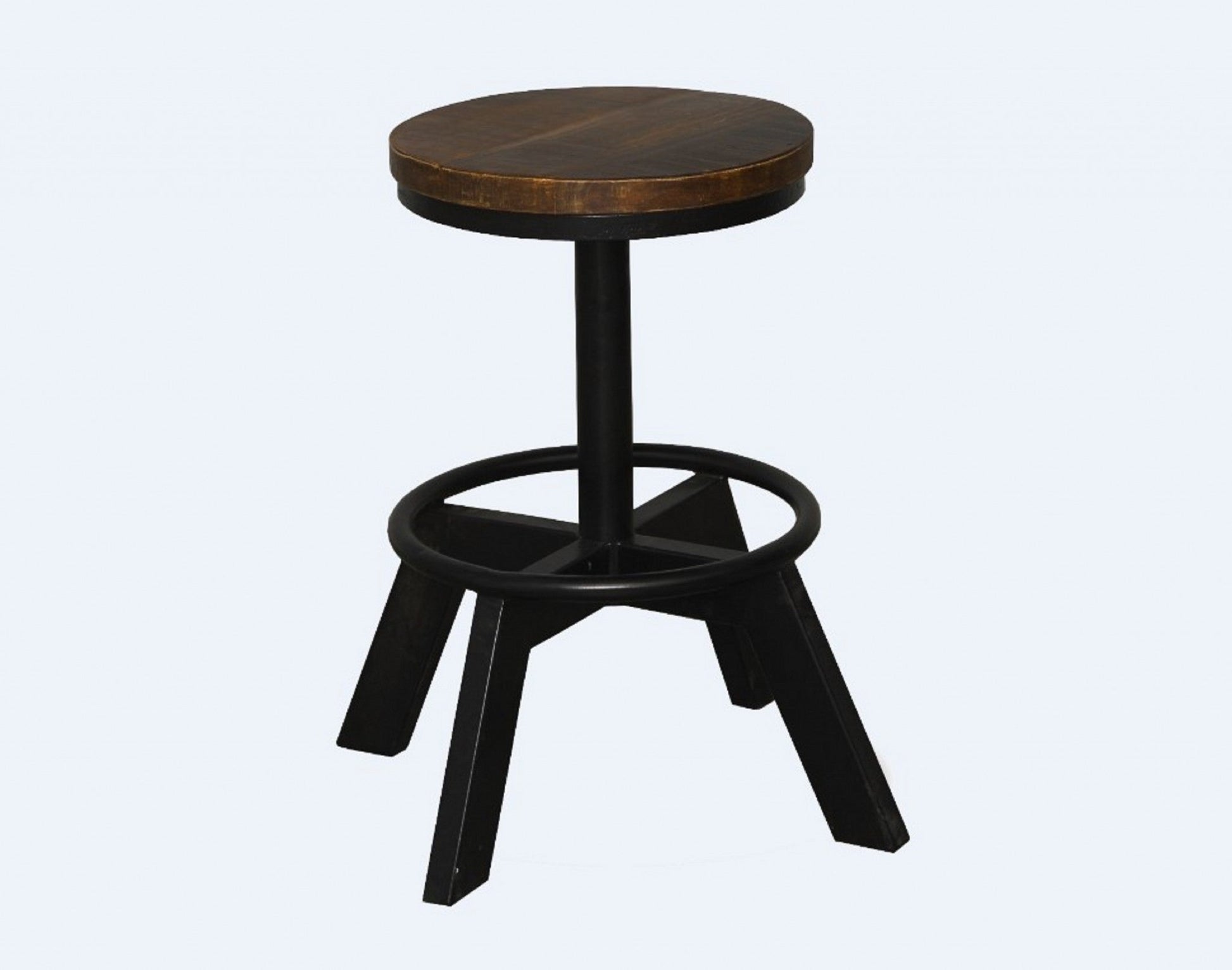 HomeRoots 22" Iron Backless Chair With Footrest in Brown and Black Finish