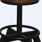 HomeRoots 22" Iron Backless Chair With Footrest in Brown and Black Finish