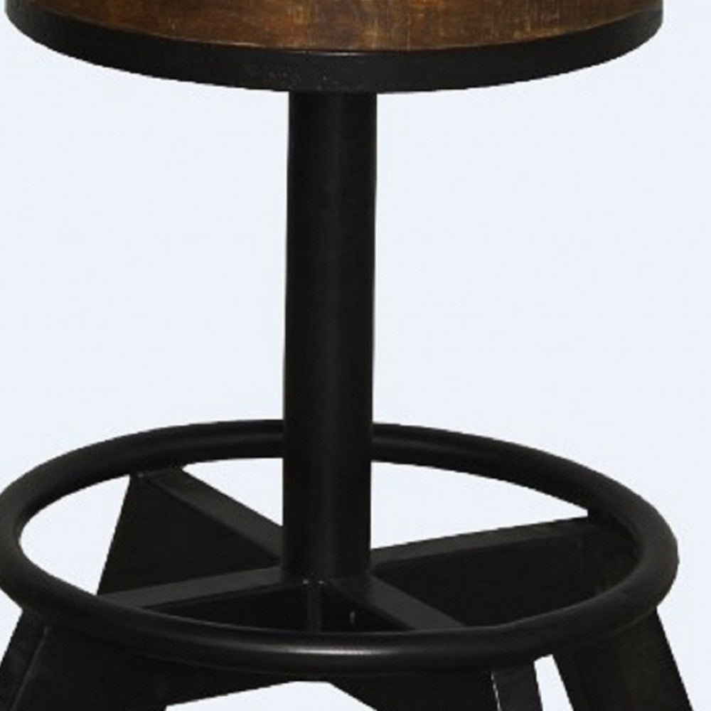 HomeRoots 22" Iron Backless Chair With Footrest in Brown and Black Finish