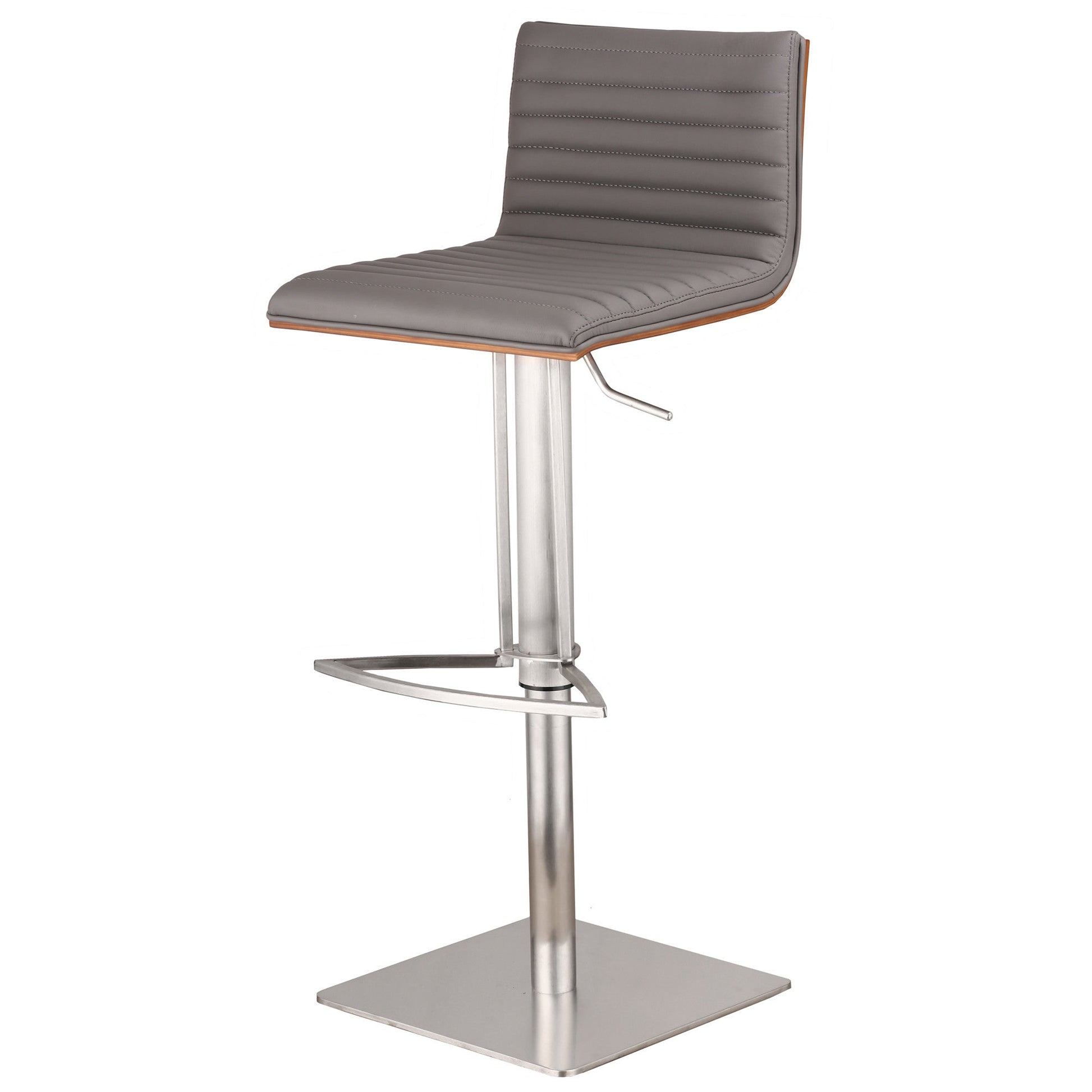HomeRoots 22" Iron Swivel Low Back Adjustable Height Bar Chair With Gray and Silver Finish