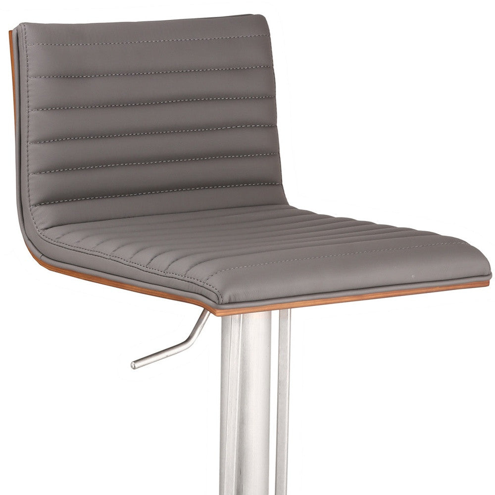 HomeRoots 22" Iron Swivel Low Back Adjustable Height Bar Chair With Gray and Silver Finish